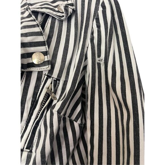 Vintage Tripp NYC Black and White Striped Moto Jacket Women’s Size M - Picture 6 of 6